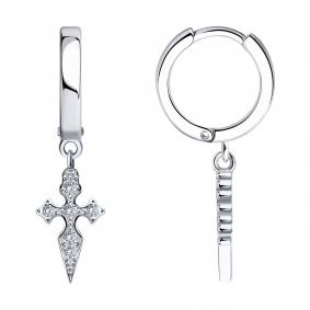 Серебряные серьги SOKOLOV 94026324-91 с фианитом 94026324-91 фото