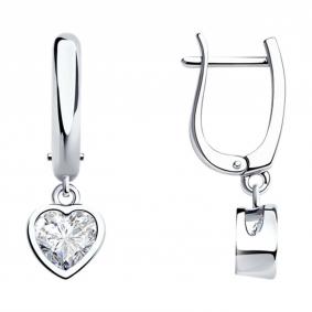 Серебряные серьги SOKOLOV 94026325-91 с фианитом 94026325-91 фото