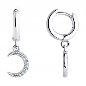 Серебряные серьги SOKOLOV 94026327-91 с фианитом 94026327-91 фото