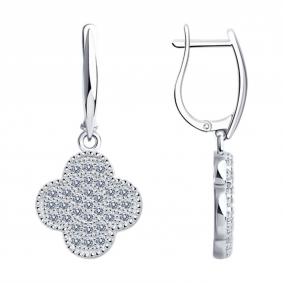 Серебряные серьги SOKOLOV 94026337-91 с фианитом 94026337-91 фото