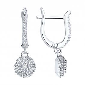 Серебряные серьги SOKOLOV 94026338-91 с фианитом 94026338-91 фото