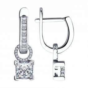 Серебряные серьги-трансформеры SOKOLOV с фианитом 94026339-91 94026339-91 фото