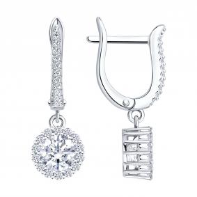 Серебряные серьги SOKOLOV 94026340-91 с фианитом 94026340-91 фото