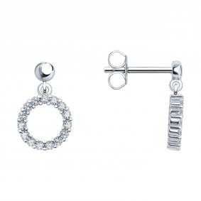 Серебряные серьги SOKOLOV 94026341-91 с фианитом 94026341-91 фото