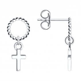 Серебряные серьги-кресты SOKOLOV 94026342-91 94026342-91 фото