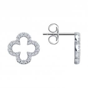 Серебряные серьги SOKOLOV 94026360-91 с фианитом 94026360-91 фото