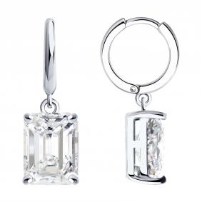 Серебряные серьги SOKOLOV 94026371-91 с фианитом 94026371-91 фото