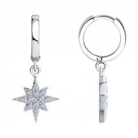 Серебряные серьги SOKOLOV 94026372-91 с фианитом 94026372-91 фото