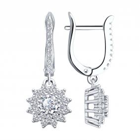 Серебряные серьги SOKOLOV 94026386-91 с фианитом 94026386-91 фото