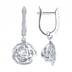 Серебряные серьги SOKOLOV 94026389-91 с фианитом 94026389-91 фото