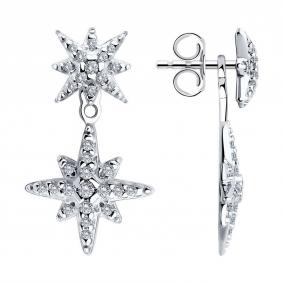 Серебряные серьги-трансформеры SOKOLOV с фианитом 94026400-91 94026400-91 фото