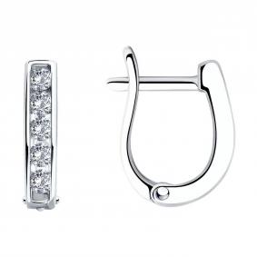 Серебряные серьги SOKOLOV 94026402-91 с фианитом 94026402-91 фото