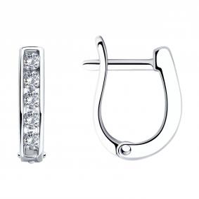 Серебряные серьги SOKOLOV 94026402 с фианитом 94026402 фото
