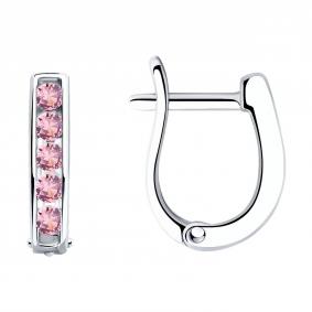 Серебряные серьги SOKOLOV 94026403 с фианитом 94026403 фото