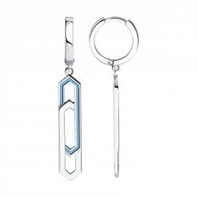 Серебряные серьги SOKOLOV 94026409 с эмалью 94026409 фото