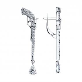 Серебряные серьги SOKOLOV 94026411 с фианитом 94026411 фото