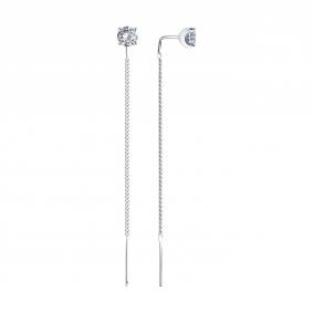 Серебряные серьги SOKOLOV 94026414 с фианитом 94026414 фото