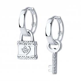 Серебряные серьги SOKOLOV 94026427 с фианитом 94026427 фото