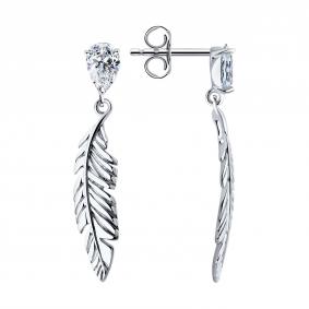 Серебряные серьги SOKOLOV 94026436-91 с фианитом 94026436-91 фото