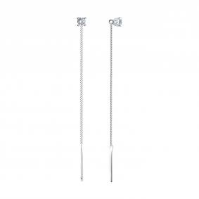 Серебряные серьги SOKOLOV 94026437 с фианитом 94026437 фото