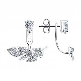 Серебряные серьги-трансформеры SOKOLOV с фианитом 94026439-91 94026439-91 фото