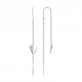 Серебряные серьги SOKOLOV 94026458-91 с фианитом 94026458-91 фото