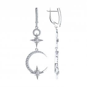 Серебряные серьги SOKOLOV 94026466-91 с фианитом 94026466-91 фото