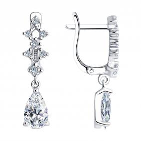 Серебряные серьги SOKOLOV 94026485-91 с фианитом 94026485-91 фото