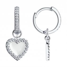 Серебряные серги-трансформеры SOKOLOV с фианитом и эмалью 94026487-91 94026487-91 фото