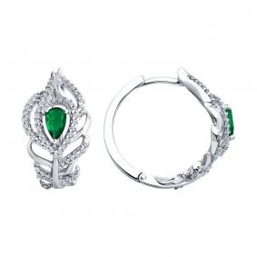 Серебряные серьги SOKOLOV 94026502-91 с фианитом 94026502-91 фото