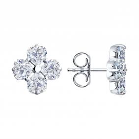 Серебряные серьги SOKOLOV 94026509-91 с фианитом 94026509-91 фото