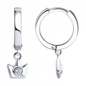 Серебряные серьги SOKOLOV 94026516 с фианитом 94026516 фото