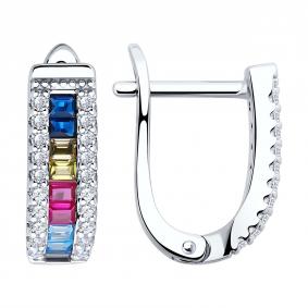 Серебряные серьги SOKOLOV 94026534-91 с фианитом 94026534-91 фото