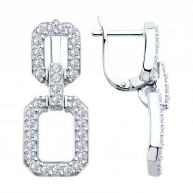 Серебряные серьги SOKOLOV 94026535-91 с фианитом 94026535-91 фото