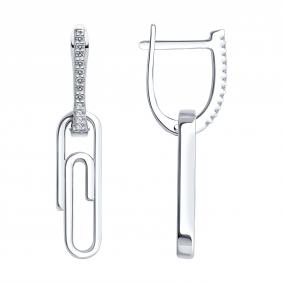 Серебряные серьги SOKOLOV 94026539-91 с фианитом 94026539-91 фото