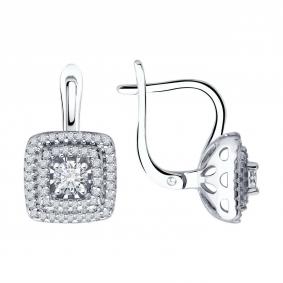 Серебряные серьги SOKOLOV 94026542-91 с фианитом 94026542-91 фото