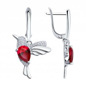 Серебряные серьги SOKOLOV 94026543-91 с фианитом 94026543-91 фото