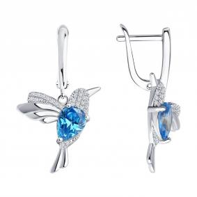 Серебряные серьги SOKOLOV 94026544-91 с фианитом 94026544-91 фото