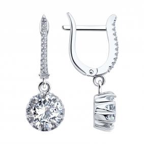 Серебряные серьги SOKOLOV 94026546-91 с фианитом 94026546-91 фото