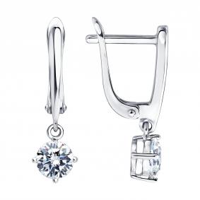 Серебряные серьги SOKOLOV 94026550-91 с фианитом 94026550-91 фото
