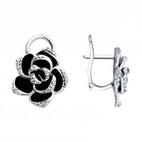 Серебряные серьги SOKOLOV 94026555 с фианитом и эмалью 94026555 фото