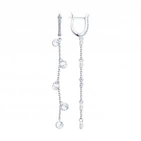 Серебряные серьги SOKOLOV 94026556-91 с фианитом 94026556-91 фото