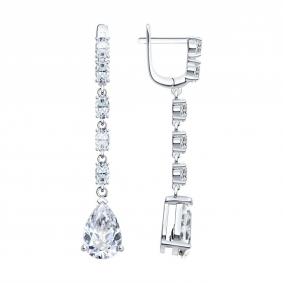 Серебряные серьги SOKOLOV 94026559-91 с фианитом 94026559-91 фото