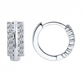 Серебряные серьги SOKOLOV 94026569-91 с фианитом 94026569-91 фото