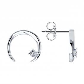 Серебряные серьги SOKOLOV 94026600-91 с фианитом 94026600-91 фото