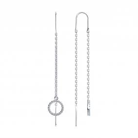 Серебряные серьги SOKOLOV 94026609 с фианитом 94026609 фото