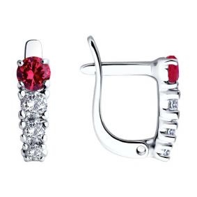 Серебряные серьги SOKOLOV 94026623 с фианитом и кристаллом Swarovski 94026623 фото