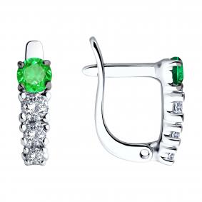 Серебряные серьги SOKOLOV 94026625 с фианитом и ювелирным кристаллом 94026625 фото