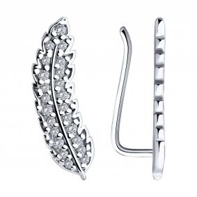 Серебряные серьги SOKOLOV 94026632 с фианитом 94026632 фото