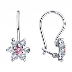 Серебряные серьги SOKOLOV 94026645 с фианитом 94026645 фото